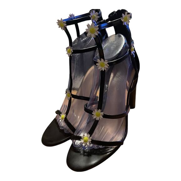 BCBGeneration Jordan Sunflower Heels Caged Gladiator Sandals Womens Size 9 Black - Picture 3 of 11